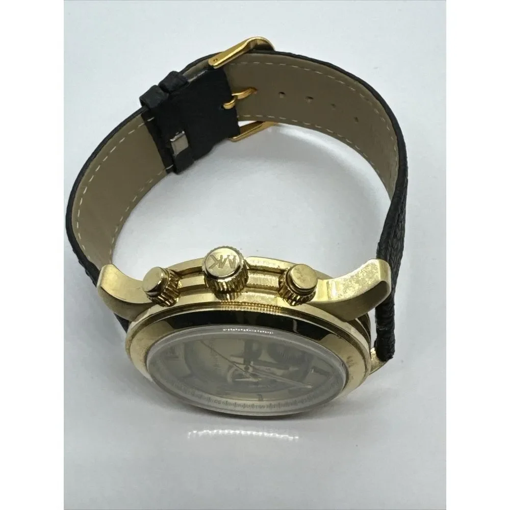 Michael Kors Runway MK8077 Men's Black Leather Analog Dial Quartz Watch JNA828